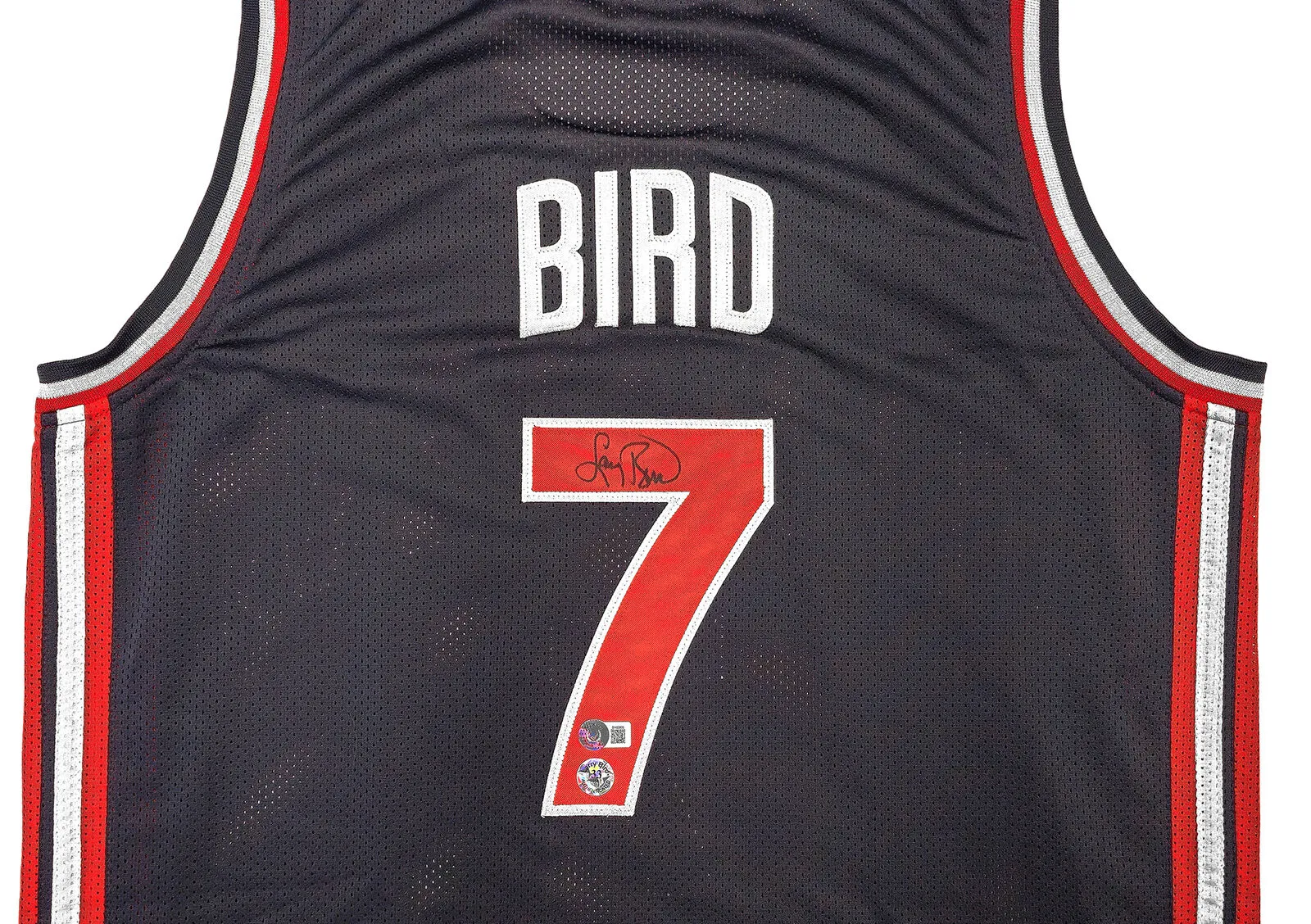 TEAM USA LARRY BIRD AUTOGRAPHED BLUE BASKETBALL JERSEY BECKETT BAS QR 228094