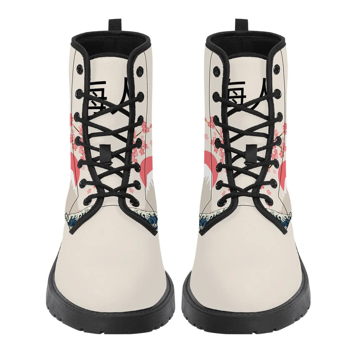 The Great Wave and Sakura Vegan Leather Boots