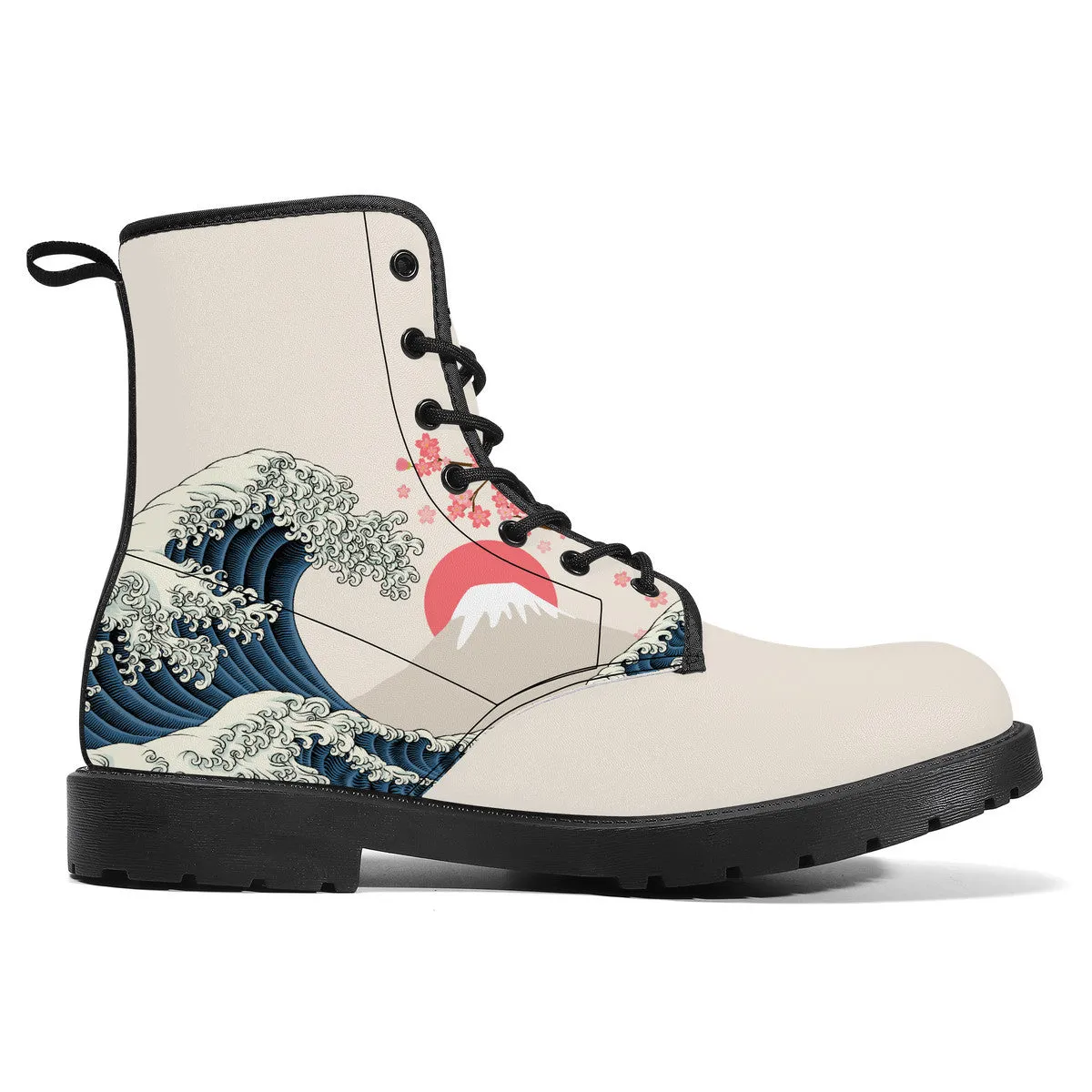 The Great Wave and Sakura Vegan Leather Boots
