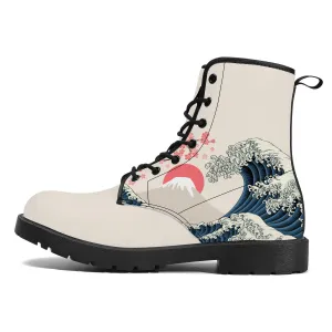 The Great Wave and Sakura Vegan Leather Boots