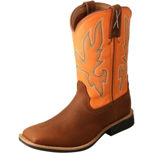 Twisted X Kid's Top Hand Boot-Tan and Orange