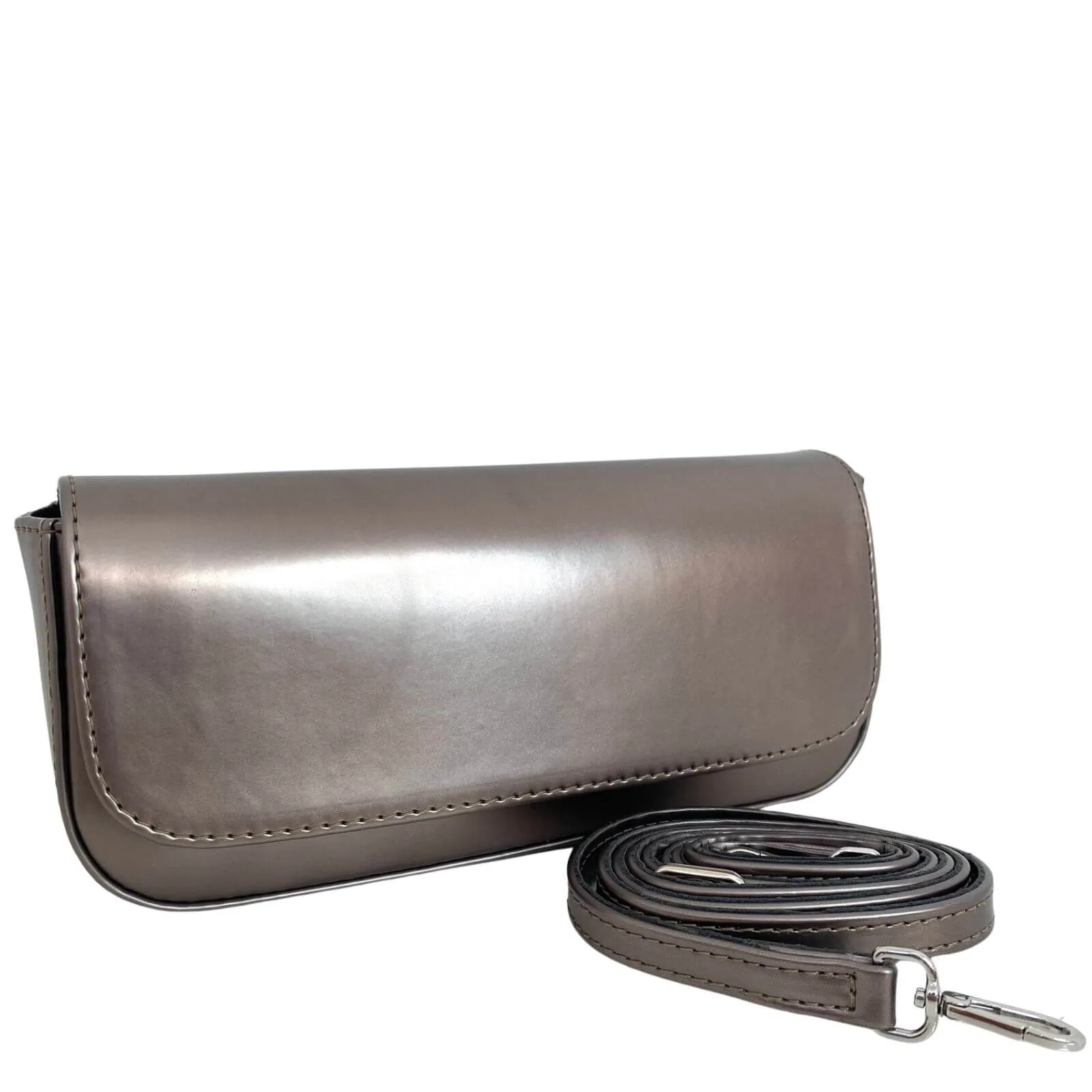 Unisa Zdreamin Grey Pewter Leather Clutch Bag
