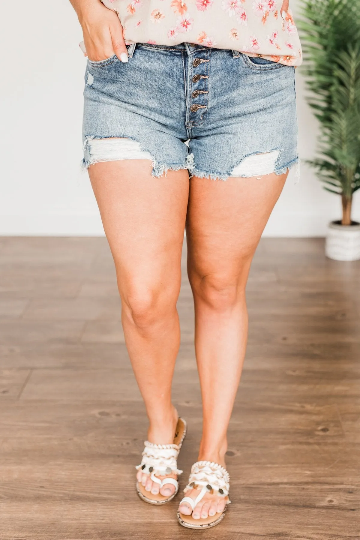 Vervet Button Fly Shorts- Emilia Wash