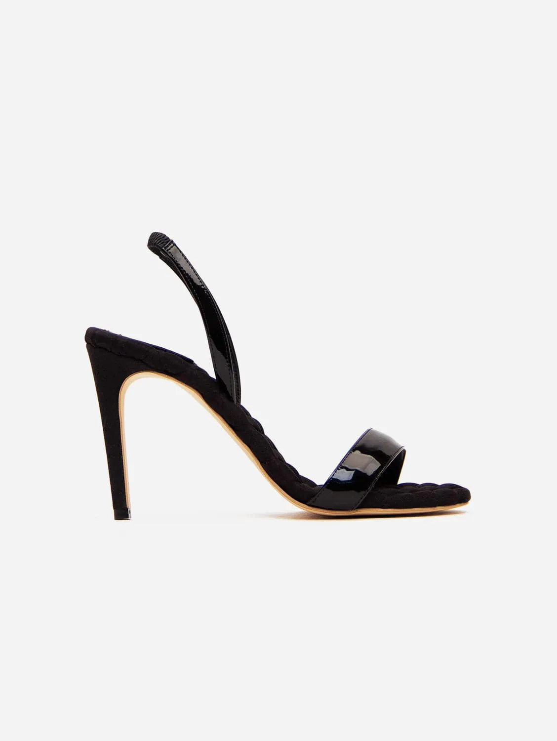 Vivien Vegan Patent Leather High-Heeled Slingback Sandals | Black