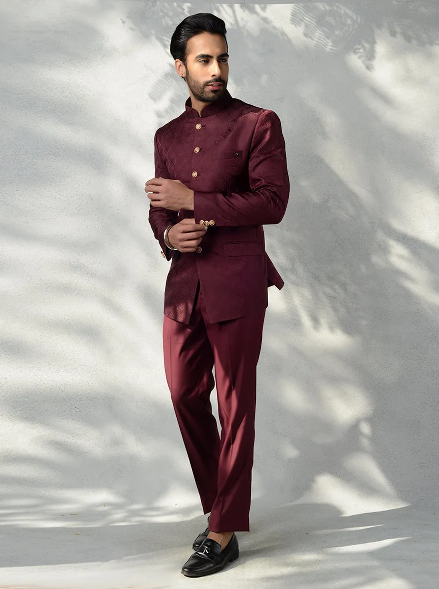 Wine Jodhpuri Suit | JadeBlue