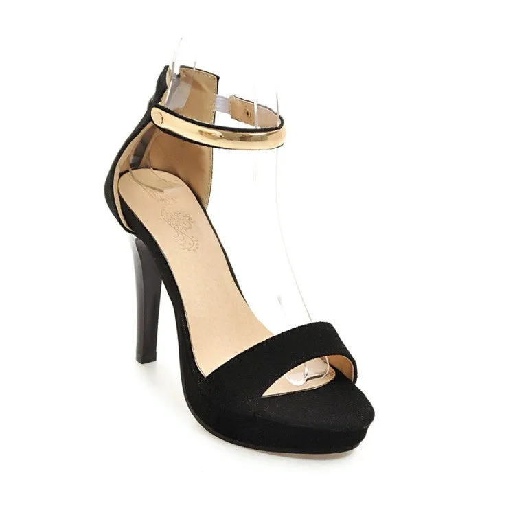 Women's Metal Sequins Back Zipper High Heel Platform Sandals