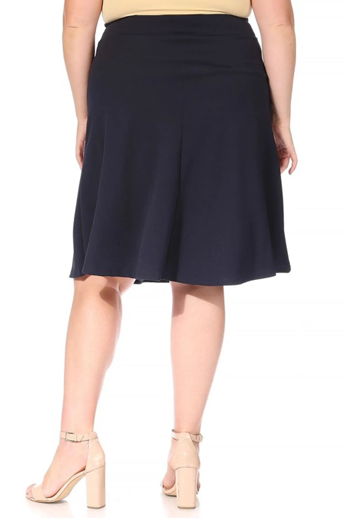 Women's Plus Size Casual High Waist Bow Tie Belted A Line Midi Knee Length Skirts
