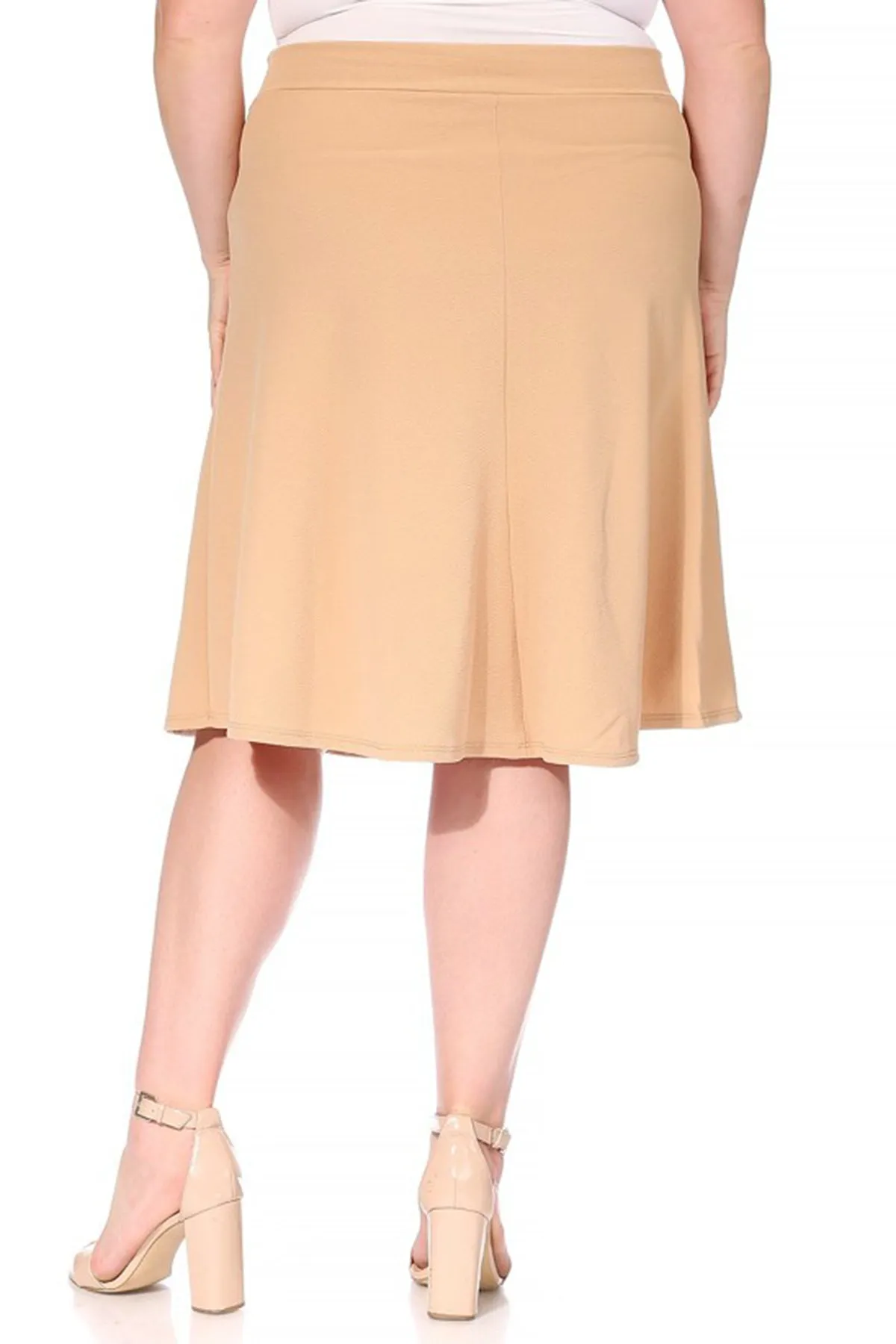 Women's Plus Size Casual High Waist Bow Tie Belted A Line Midi Knee Length Skirts