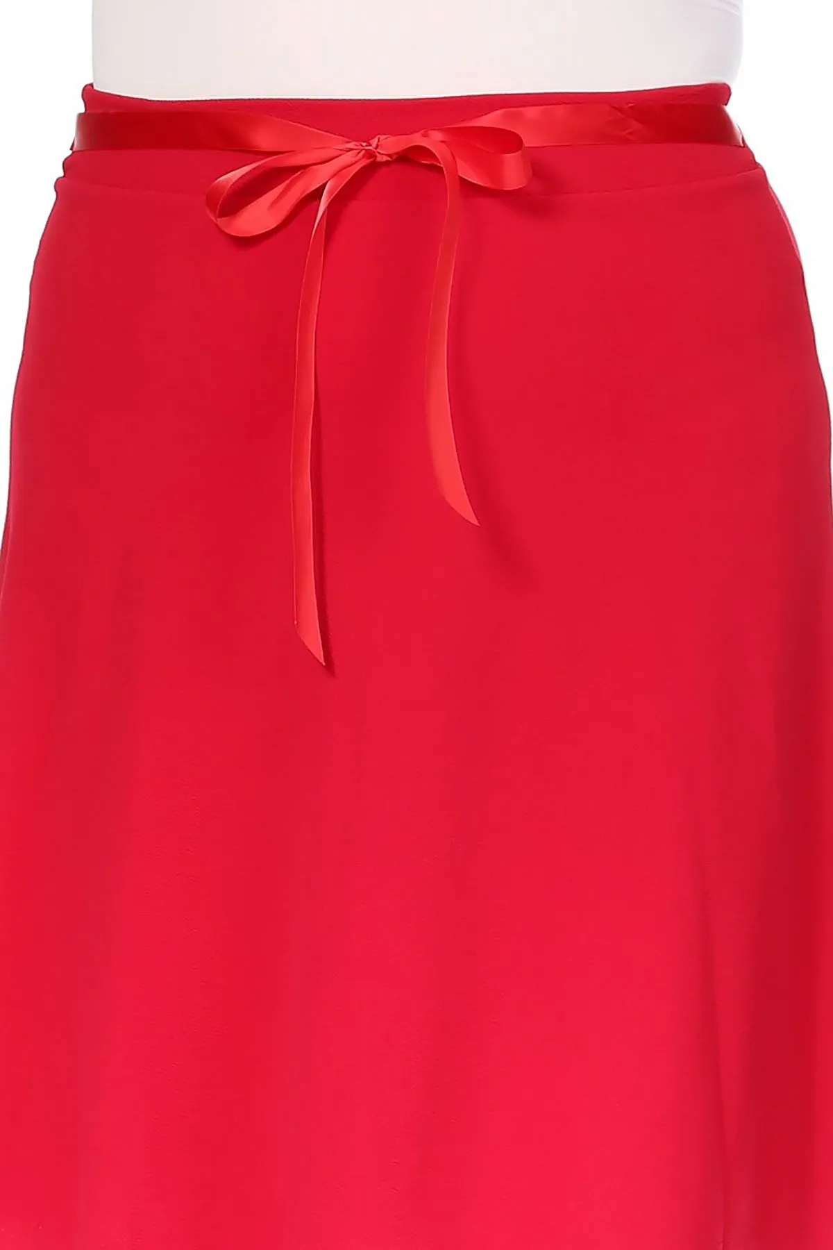 Women's Plus Size Casual High Waist Bow Tie Belted A Line Midi Knee Length Skirts