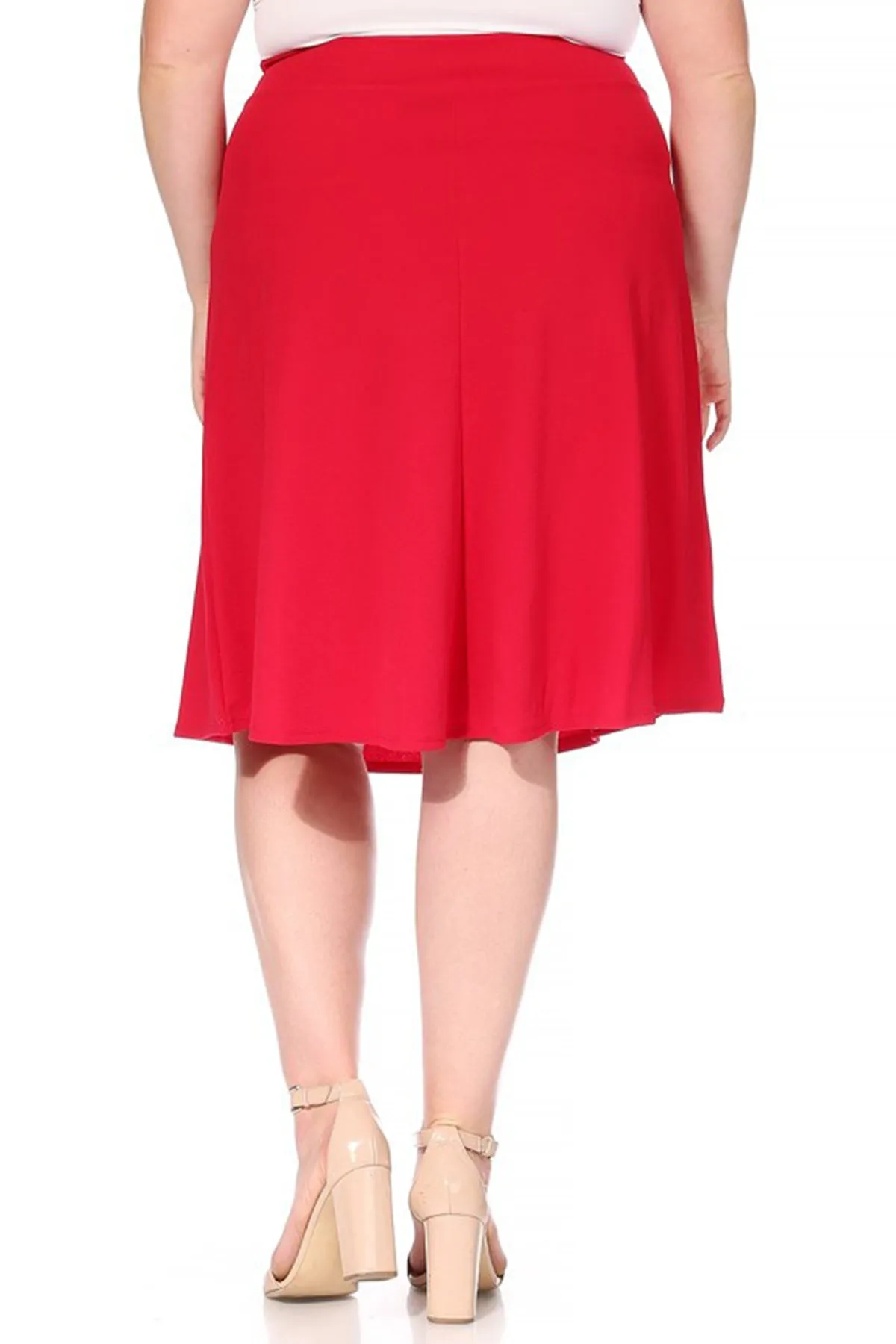 Women's Plus Size Casual High Waist Bow Tie Belted A Line Midi Knee Length Skirts