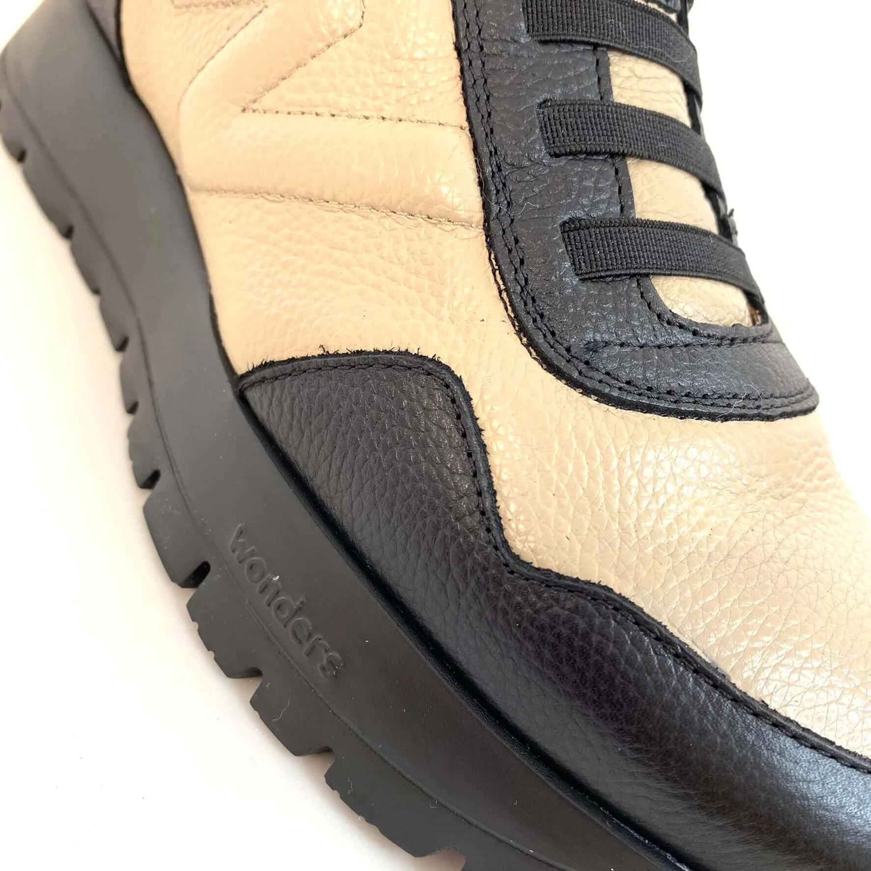 Wonders Black & Taupe Leather Sneaker Boots