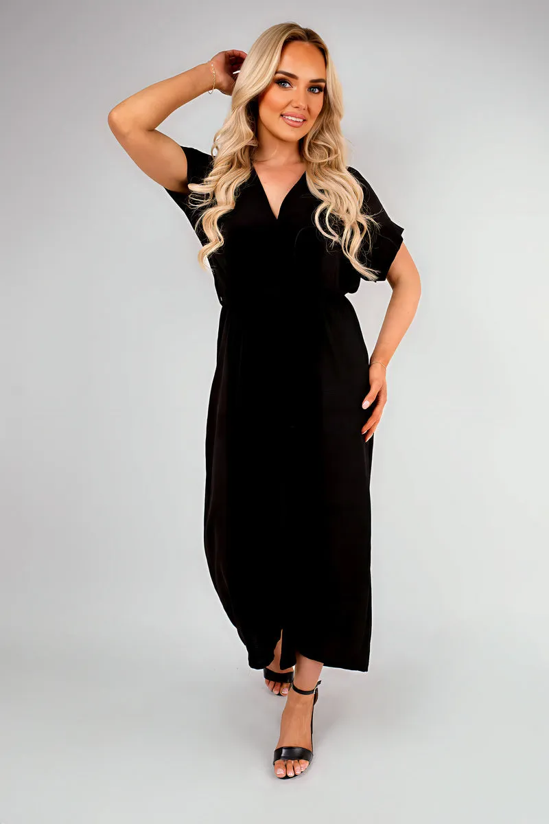 Wrap Short Sleeve Wide Leg Jumpsuit with Tie Waist