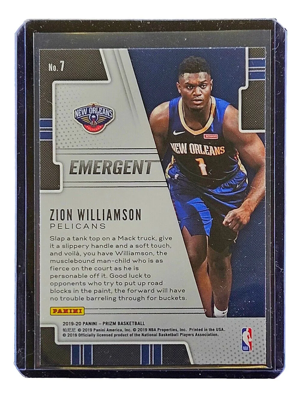 Zion Williamson 2019 Panini Prizm Emergent #7 Rookie Card